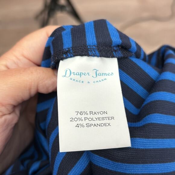 Draper James Blue and Black Striped Long Sleeve Ruffle Hem Dress Size XS - Picture 7 of 9